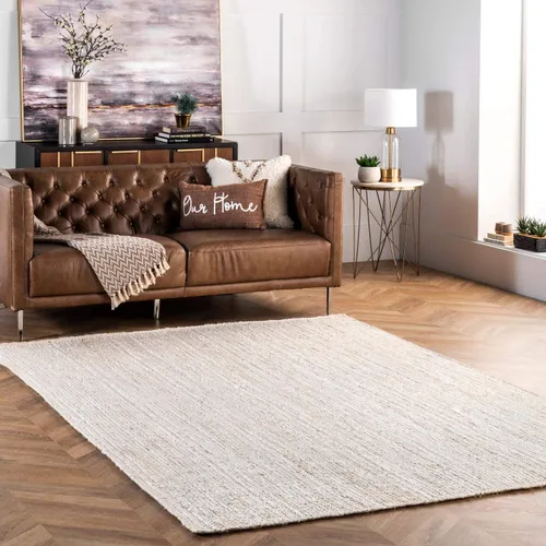 Miniatura 32 de nuLOOM 8x10 Rigo Alfombra de yute tejida a mano, color blanco hueso, diseño rústico de granja, fibra natural, para dormitorio, sala de estar