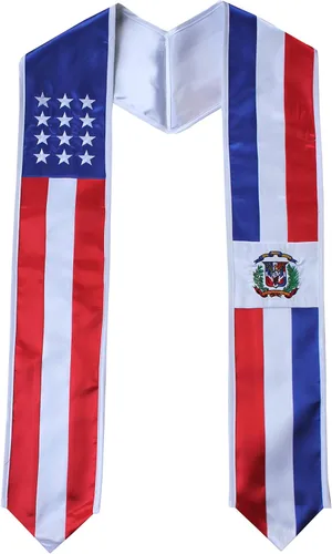 Del Mex Bandera de República Dominicana y Estados Unidos Combo Banda de Graduación Estola Orgullo Country