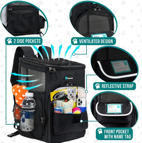Miniatura 4 de PetAmi Mochila transportadora para perros, mochilas para gatos aprobadas por aerolíneas para transportar gatos pequeños y grandes, mochila