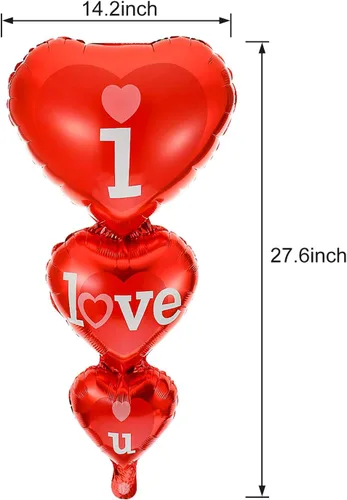 Miniatura 4 de 20 + 2 globos con texto en inglés "I Love You", globos de corazón, decoraciones del día de San Valentín e idea de regalo para él o ella