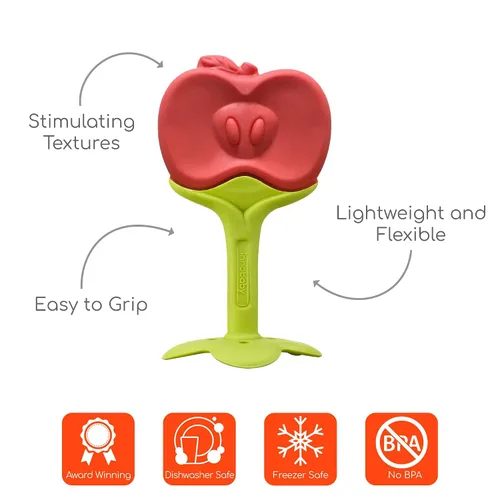 Miniatura 2 de Innobaby Original Teethin Smart EZ Grip - Mordedor de frutas y juguete sensorial para bebés y niños pequeños en Apple. Mordedor sin BPA