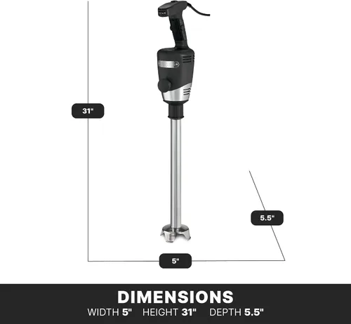 Miniatura 5 de Waring Commercial Big Stix batidora de inmersión con eje desmontable, Negro/Plateado