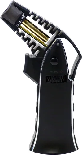 Miniatura 16 de Antorcha Scorch Torch CNC maquinada de 17,14 cm de alto, antorcha de llama de aluminio portátil ajustable recargable con butano en caja de regalo