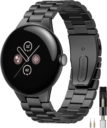 Miimall Metal Band Compatible for Google Pixel Watch 4(2025)/3 45mm 41mm Band, No Gap, Men Business Stainless Steel Adjustable Wristband Replacement