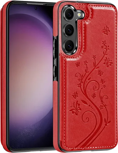 Miniatura 10 de Korecase Funda tipo cartera para Samsung Galaxy S23 con tarjetero, funda clásica de piel con función atril, doble hebilla magnética a prueba