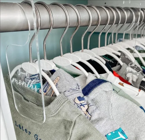 Miniatura 3 de 5 perchas acrílicas en blanco, colgador personalizado para niños, divisor de ropa acrílico liso para bricolaje, organizador de armario para niños