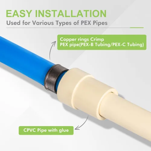 Miniatura 7 de Paquete de 2 adaptadores de transición de CPVC de 1/2 pulgada Pex x 1/2 pulgadas, accesorios PEX de latón resistente para conexión de tubería PEX-B