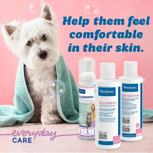 Miniatura 2 de Allermyl Champú Medicado para Mascotas Hipoalergénico, Champú Calmante e Hidratante para Perros y Gatos Alérgicos (por Virbac)