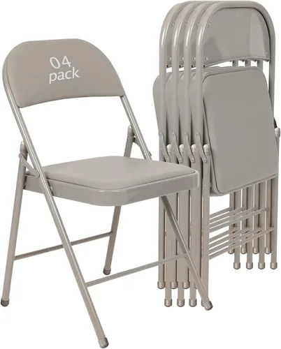 Miniatura 17 de Juego de 4 Sillas Plegables Tapizadas en Negro - Cómodas Sillas Apilables Portátiles para Interior y Exterior, Eventos, Fiestas, Oficina, Boda Negro