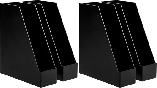 Miniatura 9 de Amazon Basics - Organizador de escritorio de plástico, revistero, color negro, paquete de 2