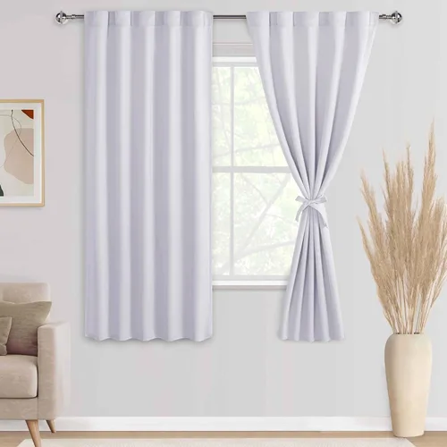 Miniatura 18 de DWCN Cortinas opacas con pestaña trasera para ventana - Cortinas opacas con bolsillo para barra para oscurecer la habitación para dormitorio/sala