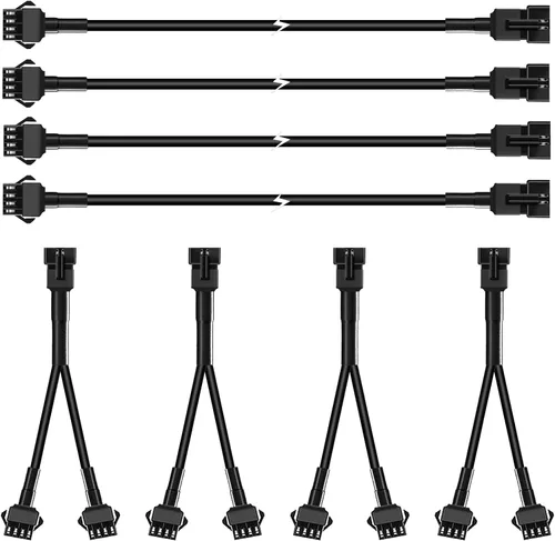 Hovano 4 cables de extensión de 4 pines de 40 pulgadas y 4 divisores de 2 vías para LED, motocicleta, ATV, Trikes, luz de coche de golf, tira de