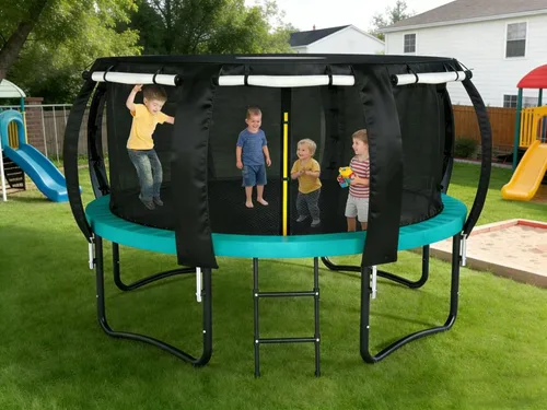 Miniatura 6 de Tienda de campaña para cama elástica al aire libre, adecuada para trampolines redondos de 14 pies, con tragaluz, protección solar y resistencia al