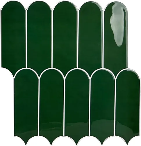 Miniatura 11 de Azulejos para Salpicaduras de Despegar y Pegar, Azulejos Autoadhesivos 3D Verde Brillante con Diseño de Pluma de Pavo Real para Cocina y Baño
