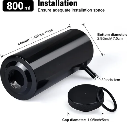 Miniatura 2 de EVIL ENERGY Tanque de desbordamiento de refrigerante, botella de desbordamiento del radiador 800ml de aluminio universal negro