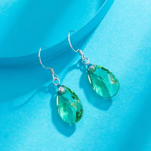 Miniatura 48 de Aretes colgantes de cristal austriaco con forma de lágrima para mujer, joyería hipoalergénica de plata de ley 925