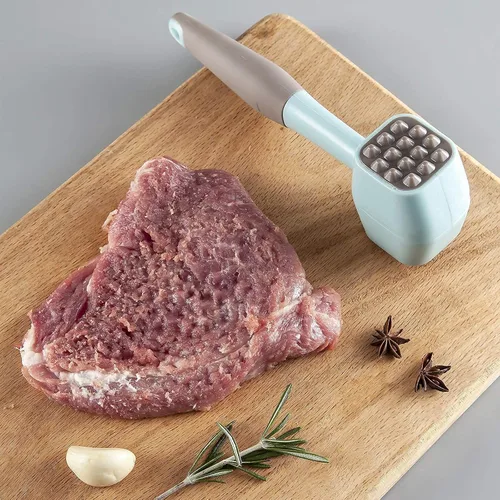 Miniatura 6 de Mazo de martillo ablandador de carne con mango de goma de agarre cómodo, golpeador de carne de doble cara para ablandar carne, carne de res, pollo