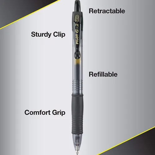 Miniatura 6 de PILOT G2 - Bolígrafos de gel de alta calidad, color negro, punta gruesa de 0.039 pulgadas, recargables y retráctiles, 5 negros y 5 azules, paquete