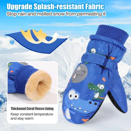 Miniatura 2 de MoKo Manoplas de esquí para niños, guantes de esquí aislados impermeables para niñas y niños, guantes de nieve de invierno para niños