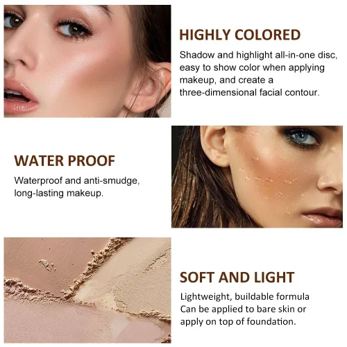 Miniatura 4 de evpct Paleta de contorno facial y resaltado, kit de maquillaje para principiantes, paleta de contorno para piel madura, base, corrector, bronceador