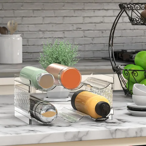 Miniatura 4 de Simple Houseware Organizador apilable de almacenamiento de vasos para botellas de agua de 2 niveles, transparente