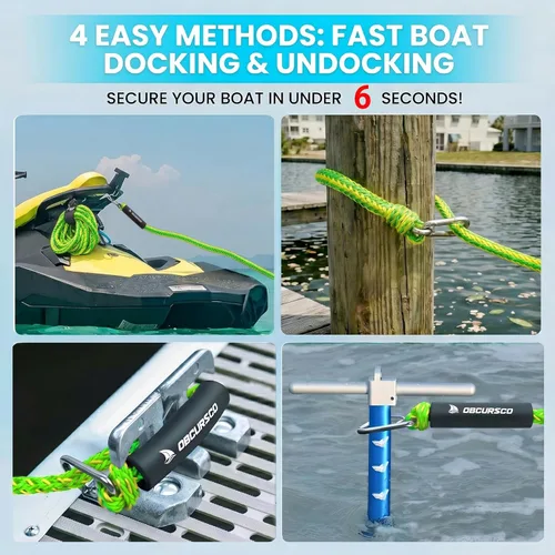 Miniatura 3 de Obcursco Línea de muelle elástico, línea de muelle de moto acuática con clips dobles de acero inoxidable 316, cuerda de acoplamiento