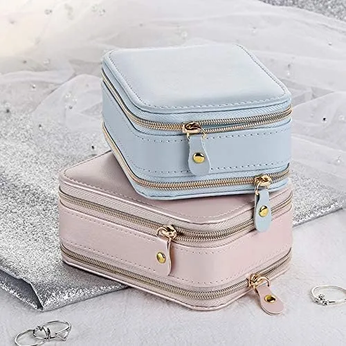 Miniatura 6 de Mini joyero, organizador de joyas de viaje y estuche de almacenamiento (azul)