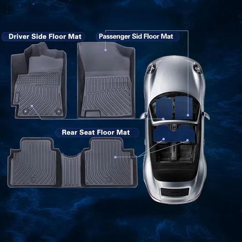 Miniatura 8 de Alfombrillas de Piso para Elantra N 2021-2023 (No Compatible con Híbrido 21-23) Protección para Todo Clima Goma TPE Personalizada para Piso Sin Olor