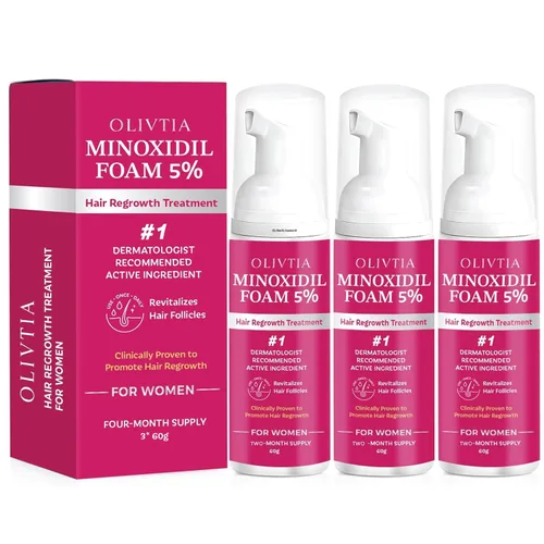 Espuma de minoxidil al 5% para el crecimiento del cabello de las mujeres: Tratamiento de recrecimiento capilar extra fuerte - Revitaliza los