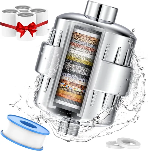 Miniatura 10 de Filtro de agua de ducha de 24 etapas, suavizante de alto rendimiento para eliminar el cloro y el fluoruro, reduce la picazón en la piel seca