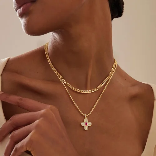 Miniatura 152 de Fettero - Collar con dije de cruz de fe, chapado en oro de 14 K, cadena fina, minimalista, simple, pequeña, para oración, regalo de joyería religiosa