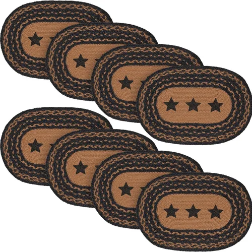 Miniatura 16 de VHC Brands Farmhouse Star - Mantel individual para mesa de comedor, yute trenzado, ovalado, negro tostado, 10 x 16 pulgadas