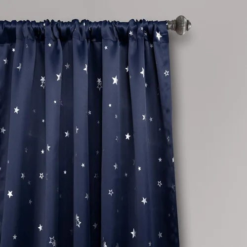 Miniatura 2 de Lush Decor Star - Par de paneles de cortinas opacas para ventana, 63 pulgadas de largo x 52 pulgadas de ancho, gris claro