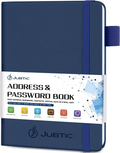 Miniatura 10 de JUBTIC - Libreta de direcciones con pestañas alfabéticas - Organizador pequeño de contraseñas y direcciones de tapa dura para mujeres, personas