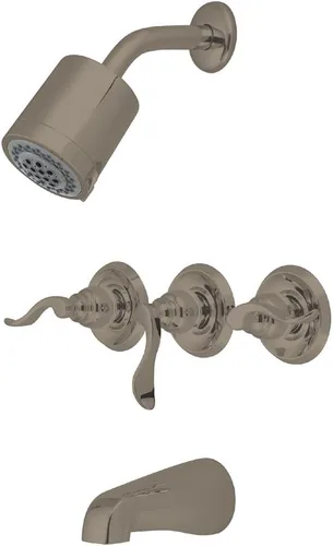 Miniatura 3 de Kingston Brass KB8237NFL NuWave - Grifo francés de triple mango para bañera y ducha en latón cepillado