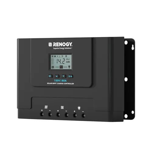 Renogy 60A MPPT Controlador de Carga Solar 12V/24V/36V/48V Auto, Entrada Solar Máxima de 150V, Compatible con Baterías de Litio AGM Gel, para Hogar,