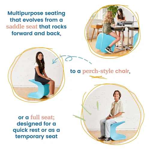 Miniatura 5 de ECR4Kids Wave Seat, 18in - 19.6in Altura del asiento, Taburete de percha, Cian