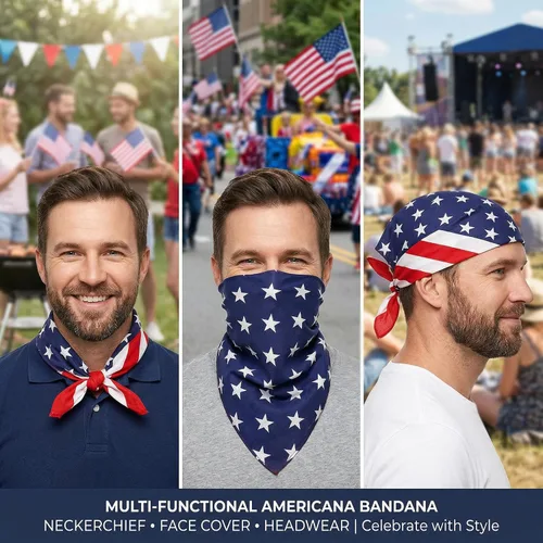 Miniatura 3 de Ardorchid Bandana Diadema de Bandera Americana Roja Blanca y Azul Diademas Patrióticas de EE.UU. para Hombres y Mujeres Bufanda de Cuello y Cara