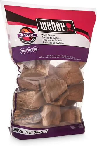 Miniatura 3 de Trozos de madera de mezquite Weber, para asar a la parrilla y ahumar, 4 libras (Paquete de 2)