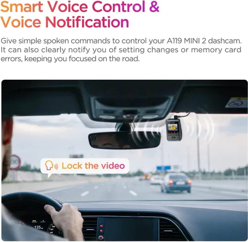 Miniatura 9 de VIOFO Dash Cam A119 Mini 2, sensor STARVIS 2, 2K 60 fps/HDR 30 fps con control de voz para coche con Wi-Fi GPS de 5 GHz, visión nocturna 2.0, modo