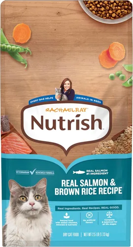 Miniatura 11 de Nutrish Comida seca para gatos con receta de salmón real y arroz integral, bolsa de 14 libras, el embalaje puede variar (Rachael Ray)