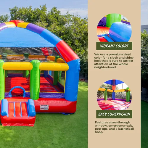 Miniatura 6 de XJUMP Casa inflable de rebote de cúpula comercial de gran fiesta de 20 x 20 pies, vinilo de PVC de 16 pies de alto resistente de 15 onzas con aro