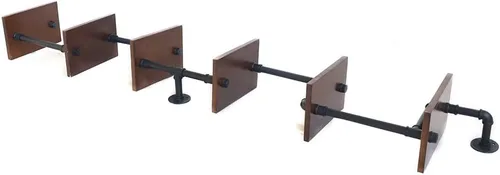 Miniatura 5 de YIYIBYUS Estante flotante de madera y tubo de hierro rústico industrial de 6 niveles, estante de escalera multiusos para artículos decorativos, sala