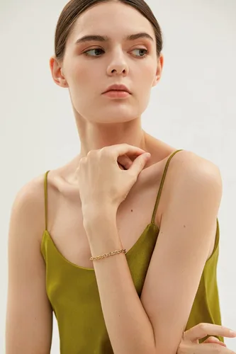 Miniatura 2 de POVIK Pulsera de clip, cadena de clip de papel chapada en oro de 14 quilates, pulsera de oro para mujer, pulsera de cadena ajustable para mujeres