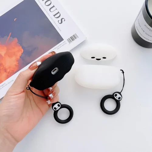 Miniatura 4 de Paquete de 2: funda fantasma 3D negra y blanca (brilla en la oscuridad) para Airpod Pro/Pro 2nd, funda linda de dibujos animados 3D para niños