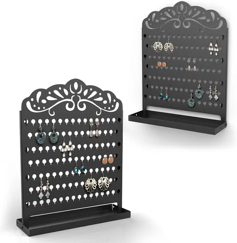 Miniatura 11 de Mango Steam Organizador de joyas y aretes de pared de perfil delgado (sirena, negro)