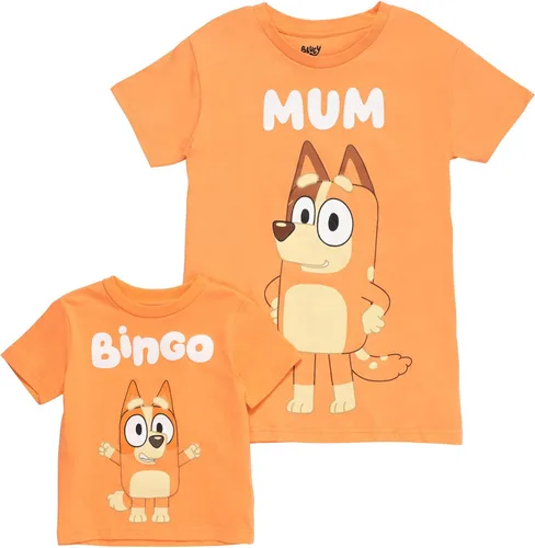Miniatura 4 de Bluey Bingo Chilli Mom Bandit Dad - Camiseta de manga larga a juego para niños pequeños y adultos