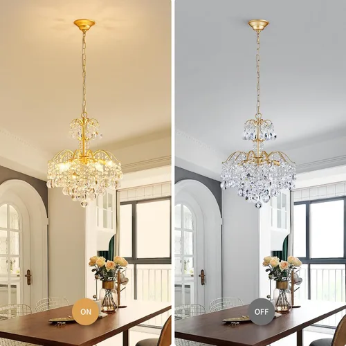 Miniatura 4 de WUZUPS Candelabro colgante de cristal con 5 luces, lámpara de techo moderna para dormitorio, pasillo, bar, cocina, baño, 20.3 pulgadas de alto
