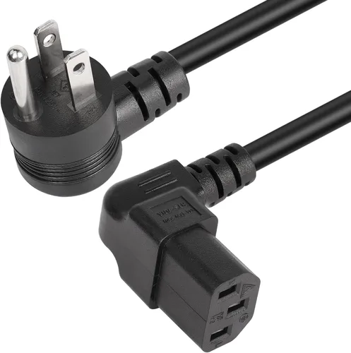 Miniatura 7 de GELRHORN - Cable de alimentación de 3 clavijas NEMA 5-15P a IEC 320 C13, 10 A, 250 V/15 A, 125 V, 18 WAG, ángulo ascendente, NEMA 5-15P a C13, cable