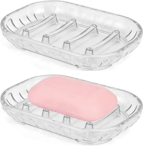 Paquete de 2 soportes para jabonera para barra de jabón, jaboneras de baño, jabonera, protector de jabón, bandeja de jabón blanda para ducha, baño,